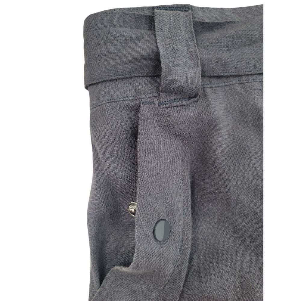 Tahari Luxe Linen Women's Cargo Pants Gray Elastic Waist Belted Pockets Size M - Picture 4 of 5